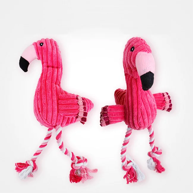 Dropshipping Pink Flamingo Shape Dog Squeaky Puppies Pet Chew Toy