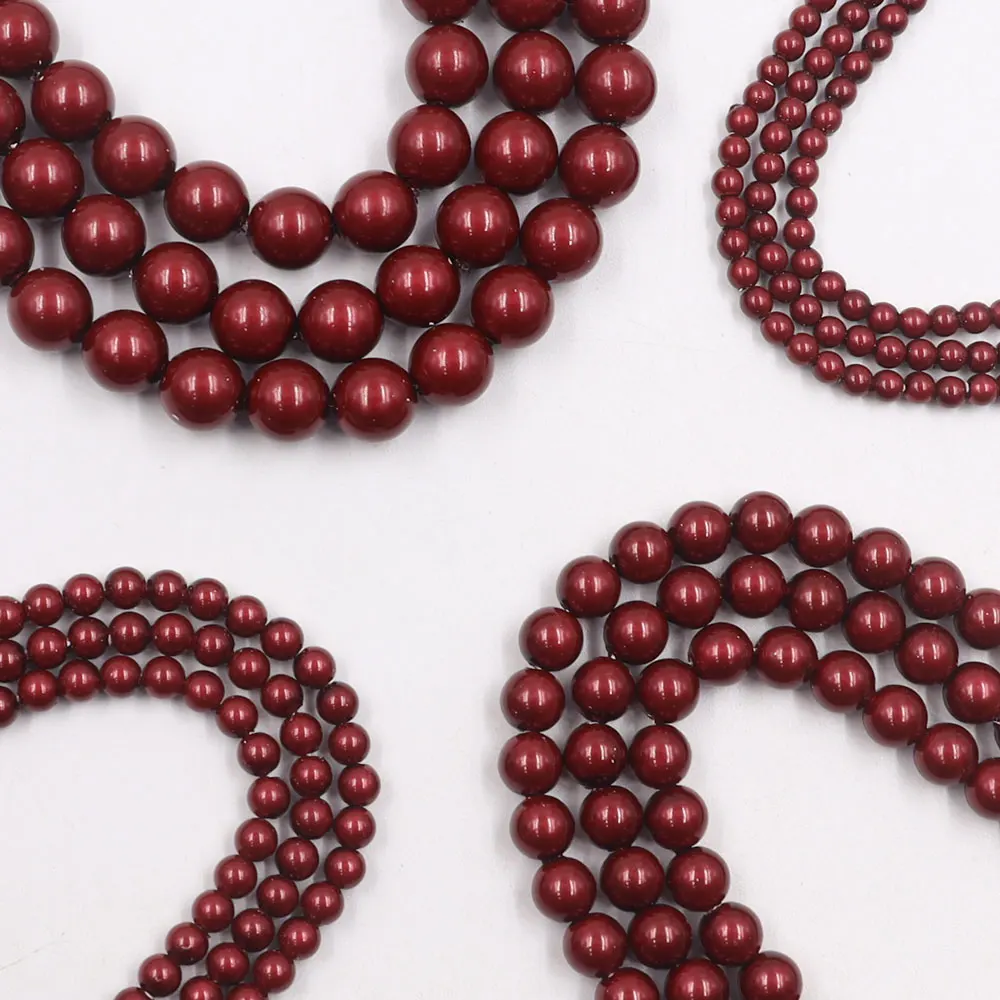 Wholesale Glass Pearl Swar Ovski Beads Crystal Bordeaux Red 538 Pearl Beads for Jewelry Making Diy Round Bead 3mm 4mm 6mm