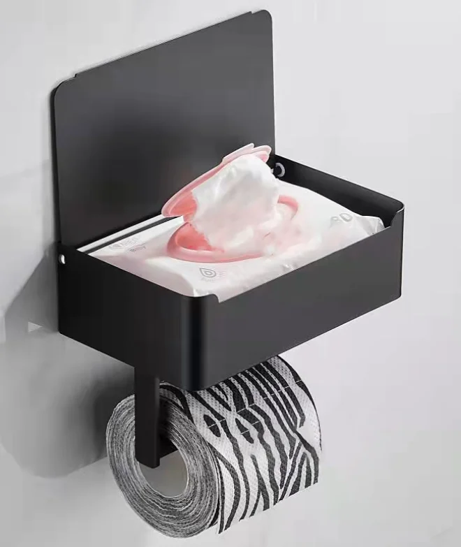 Toilet Paper Holder with Wipess Holder Wall Mounted Adhesive Toilet Paper Storage Bathroom Toilet Paper Holder