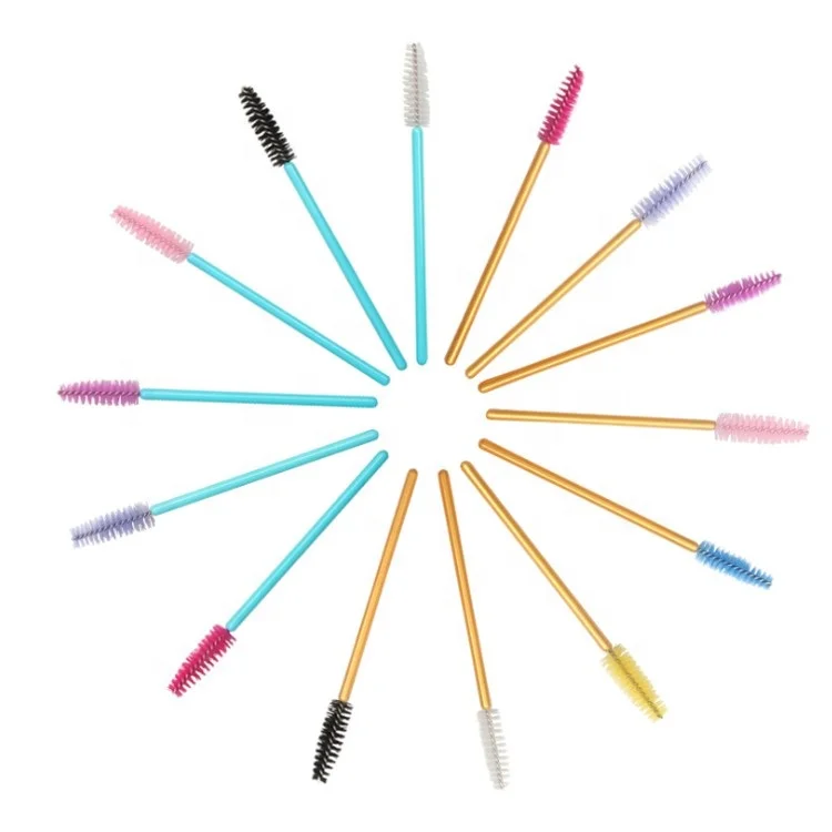 Sialia 50pcs/Bag Colorful Disposable Eyelash Mascara Wand Spoolie for Eyelash Eyebrow Extension Mascara Brush