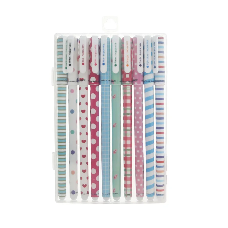 10pcs/set  Kawaii Lovely cute cartoon multicolor gel pen plastic custom gel pen for kids