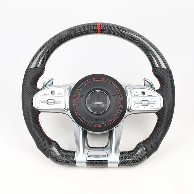 For Mercedes Benz Leather Carbon Fiber AMG Steering Wheel