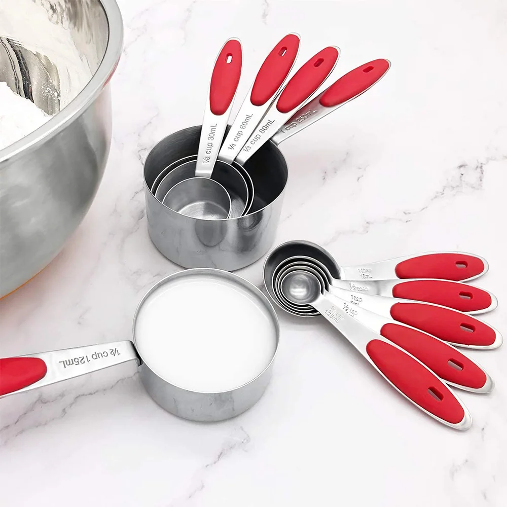 
Custom 12 pcs stainless steel metal Kitchen cooking Measuring Cups and Spoons Set . spoon cup of 6 30ml 250ml 5ml 2.5ml 