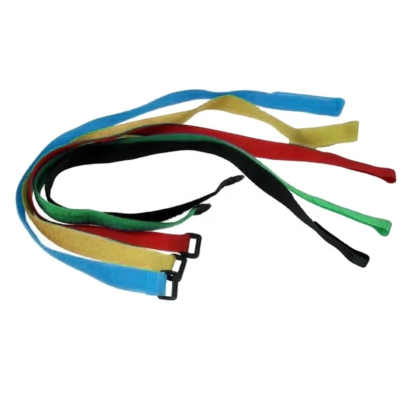 Colorful Nylon Adjustable Hook and Loop Strap Cable Tie with Buckle Hook And Loop tape