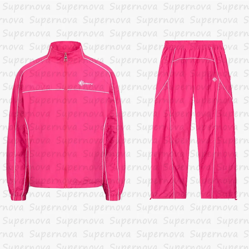 2024 Hip Hop Nylon Windbreaker Streetwear Vintage Two Piece Jogging Suits Full Zip Up Windbreaker Set Tracksuits For Men