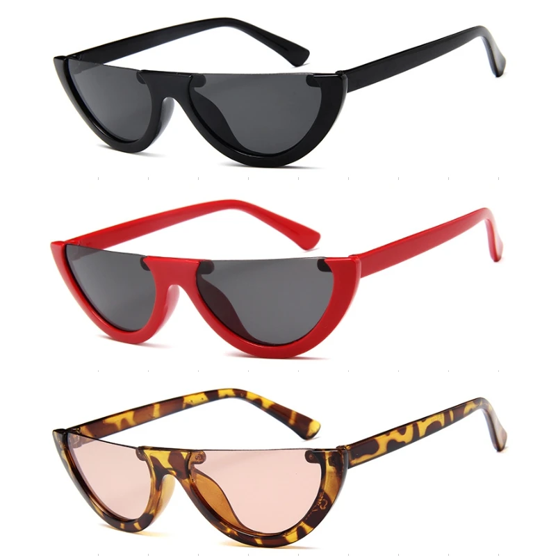 fashion sunglasses newest retro half frame sun glasses cat eye shade for women trendy sunglasses multicolor lens UV400