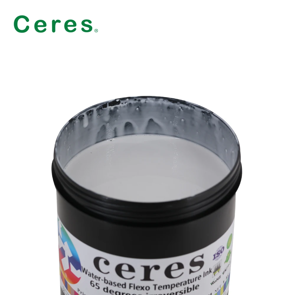 Ceres High quality Flexo Printing Irreversible Temperature Sensitive Ink 65 Degrees,Colorless to Black