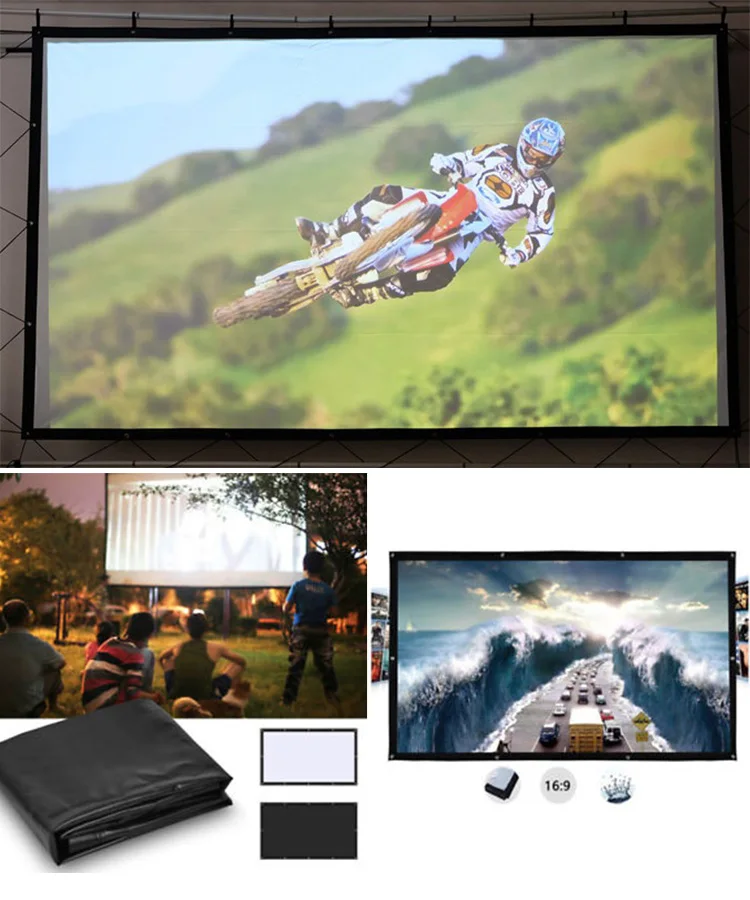 Front Projection 3D Silver Screen / High Gain projector Screen PVC Fabric Cinema with eyelets