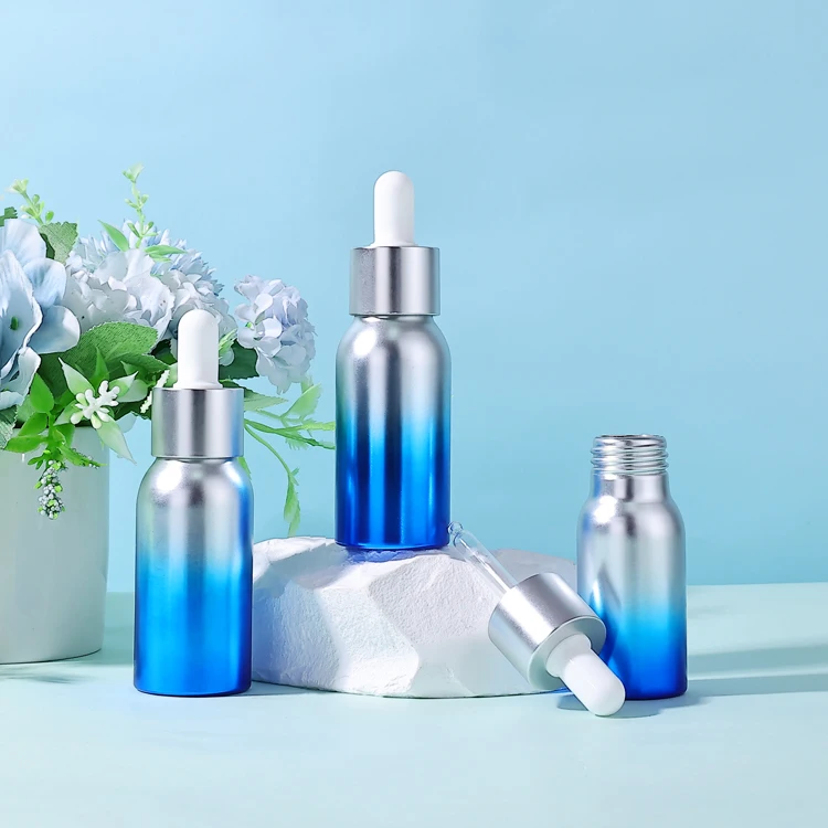 40ml 50ml 100ml custom refillable empty cosmetic recycled aluminum lotion pump essential oil dropper bottles spray pump bottle