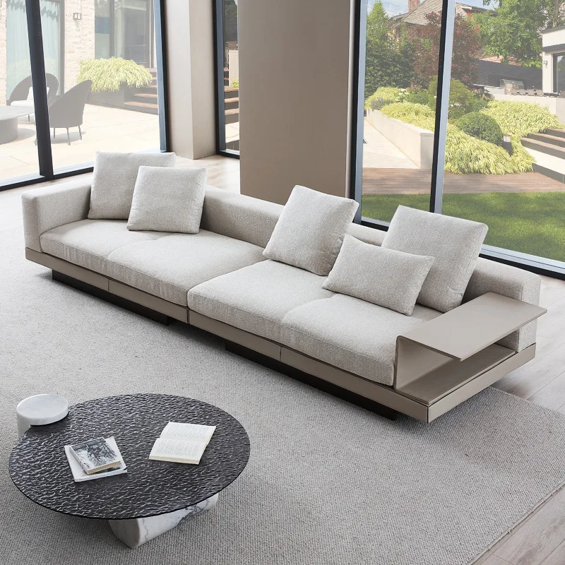 Brand New minimalist fabric sofa simple modern living room straight row imported cotton and linen sofa combination furniture