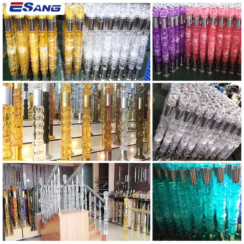 ESANG Indoor Stair Handrail Post Transparent Crystal Stair Railing Acrylic Balustrades