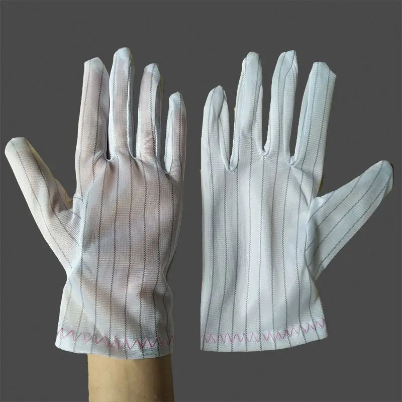 Nylon pu half coated esd glove antistatic