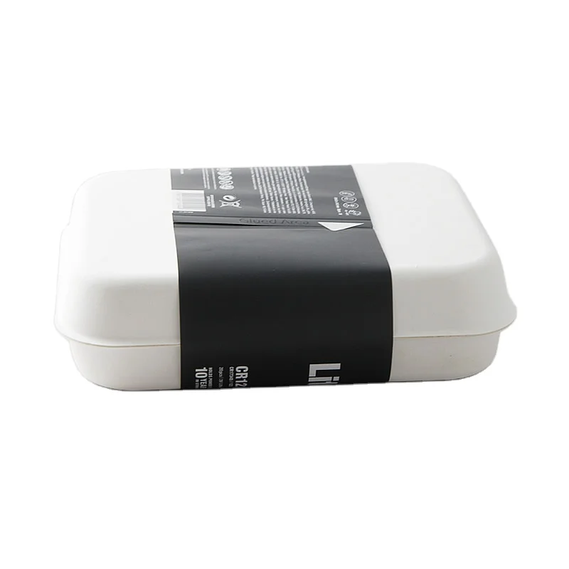 Biodegradable Disposable Clamshell Packaging White Color Recycled Paper Pulp Tray Sugarcane Box