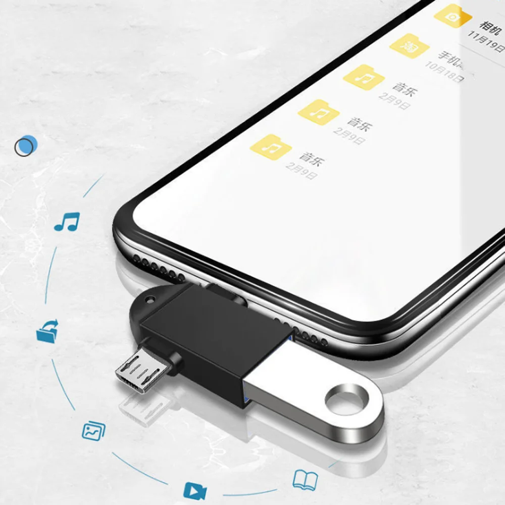  Адаптер OTG 2 в 1 с USB 3 0 «Мама» на Micro «папа» и C из алюминиевого сплава Переходник