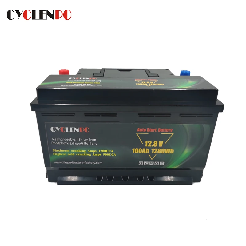 Quick start lithium ion lifepo4 12v 100ah starting battery with BMS protection