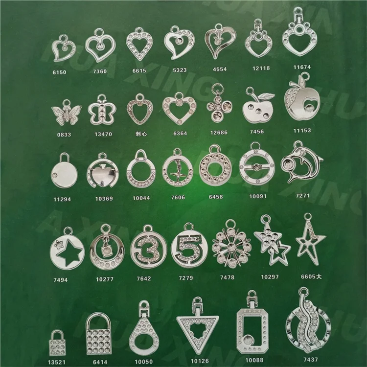 diamante rhinestone peach heart-shaped pentagram star letter number butterfly flower metal zipper slider puller pendant pull