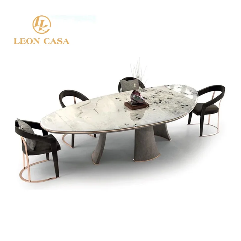 New Luxury Design Durable Oval Marble Set 4 Seater Table Set Dining Room Furniture Oval Dining Table