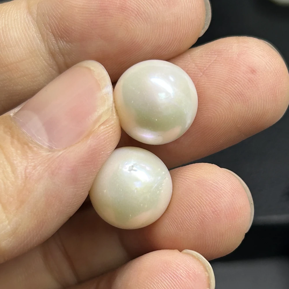 Big Size 12mm Natural Freshwater Pearl Half Hole Round White Beads for Earring