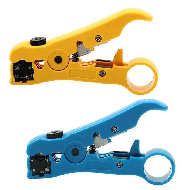 Cable Wire Pliers Electric Stripping Tools for UTP/STP RG59 RG6 RG7 RG11 Multi-functional Cutter Striper