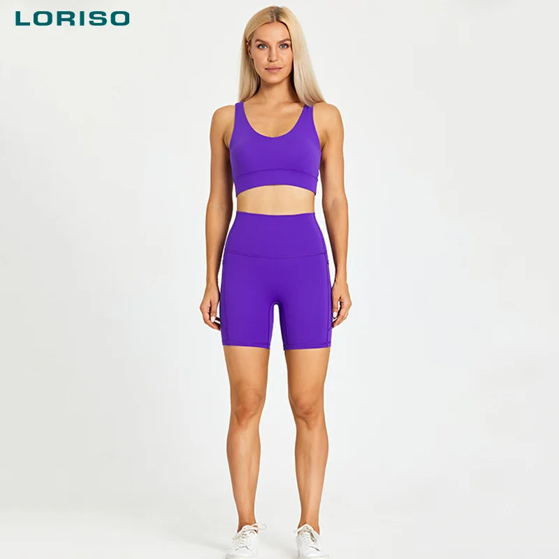 Popular Colorful beautiful cross sportswear 2 pieces bra gym shorts Gym Fitness Sets