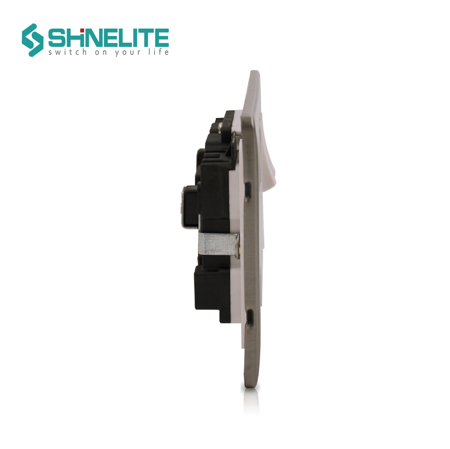 UK Metal Screwless Stainless Steel Double Wall Switch Socket USB Outlet Electrical Socket