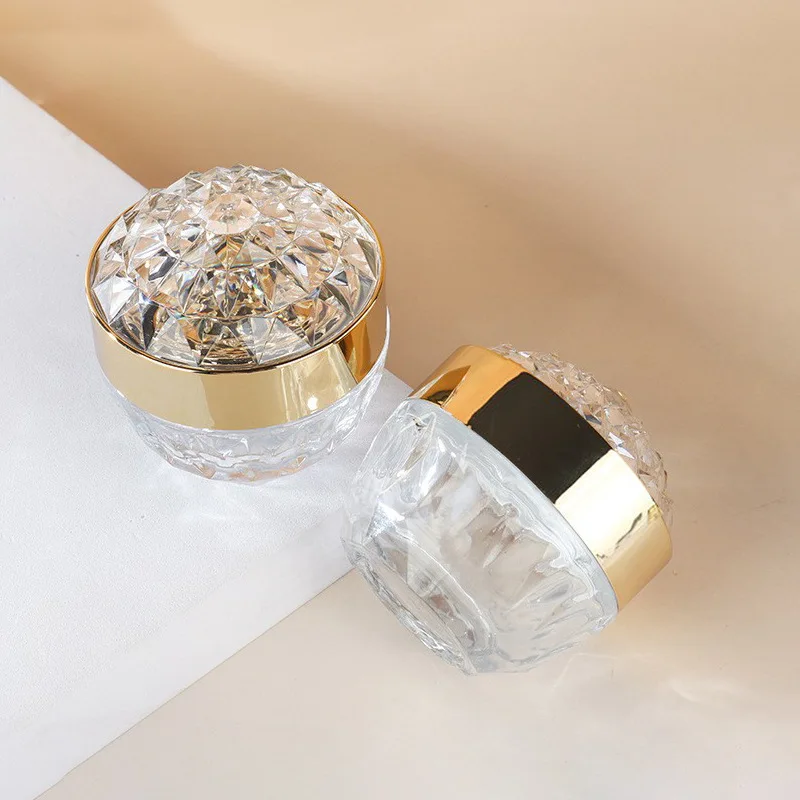 Luxury 30g Transparent Face Cosmetic Lotion Jars Container 30 ml Empty Clear Unique Cosmetic Cream Glass Jar with Diamond Lids