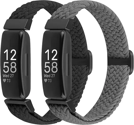 2 Pack Elastic Braided Straps Compatible with  Women Men Kids, Adjustable Stretchy Wristbands Loop Sports Replacement Band