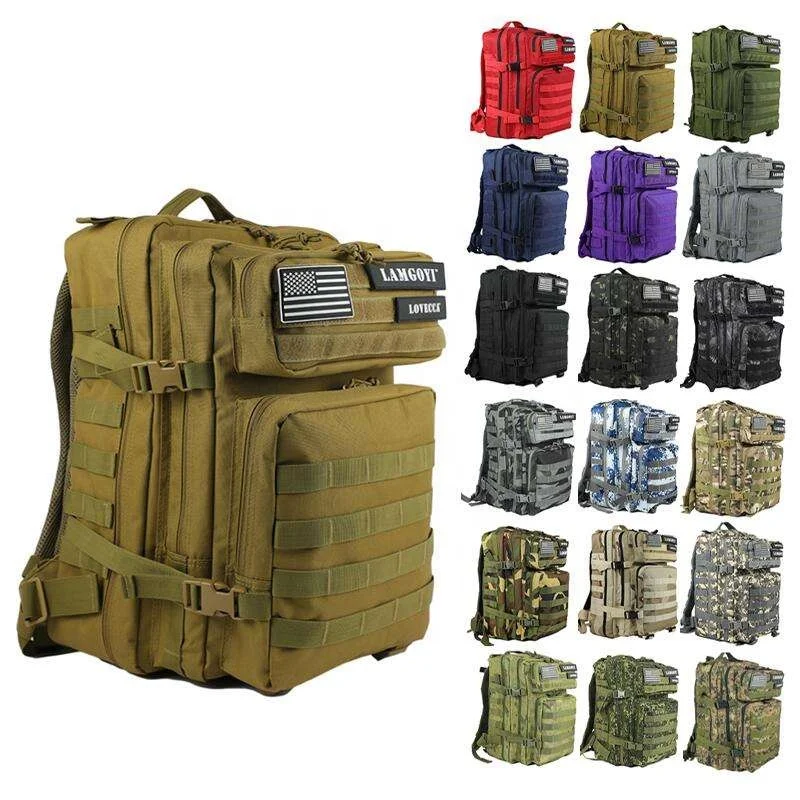 45L 900D Waterproof Oxford Material Large Capacity 3P Tactical Backpack Outdoor Sports Multicolor Camping Travel Hiking