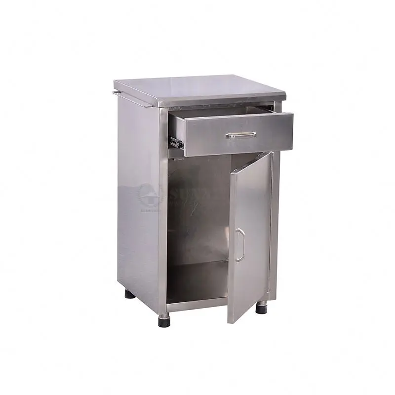 SY-R522A stable quality hospital patient cabinet stainless steel beside cabinet medical bedside table
