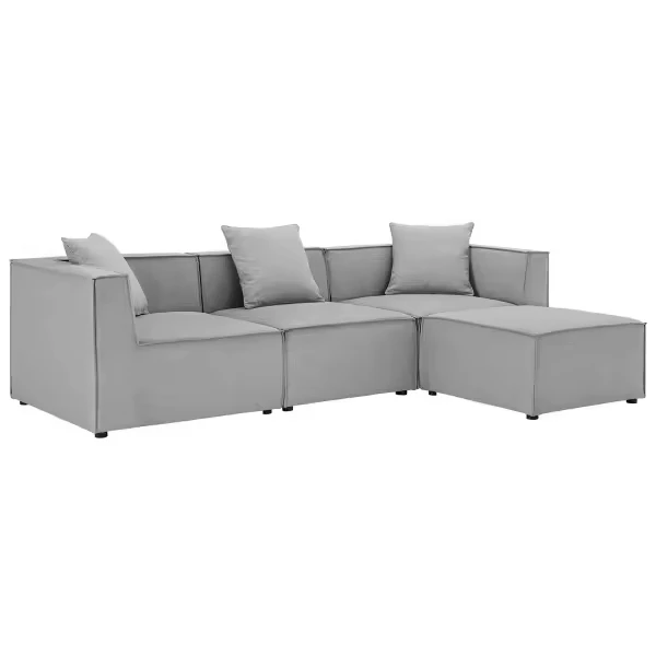 Sans Fabric Living Room Sofas Couch Set Modern White Modular Sectional Sofa