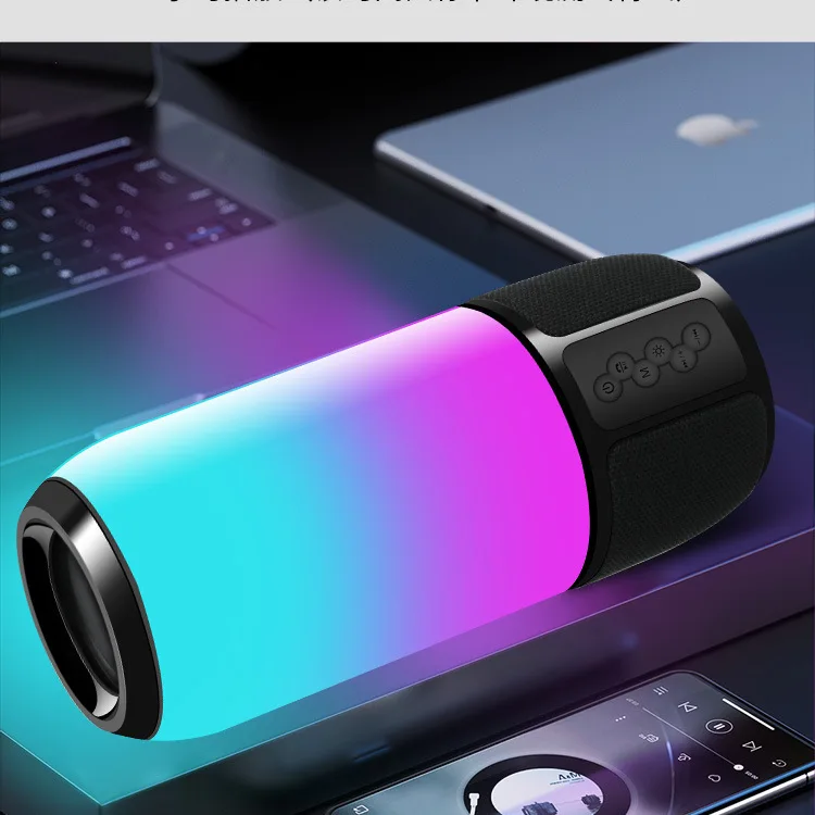 2022 New Design Cool RGB Breathing Light Speaker Wireless USB TF U Disk Radio Waterproof Portable Mini Subwoofer