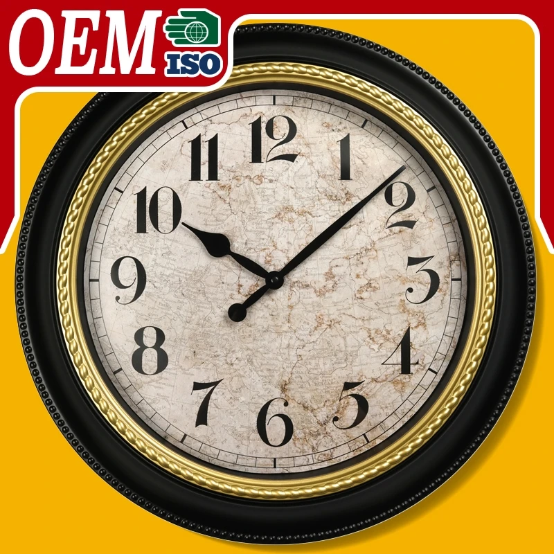 18-inch antique wall clock luxury quartz clock home battery-powered silent decorative plastic wall clock