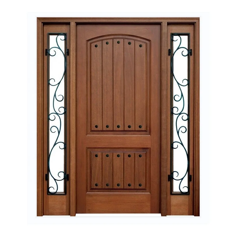 Popular design exterior double leaf solid wood main door entry door