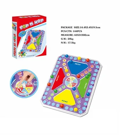 Plastic educational kid toy POP N HOP chess game Battle Ludo