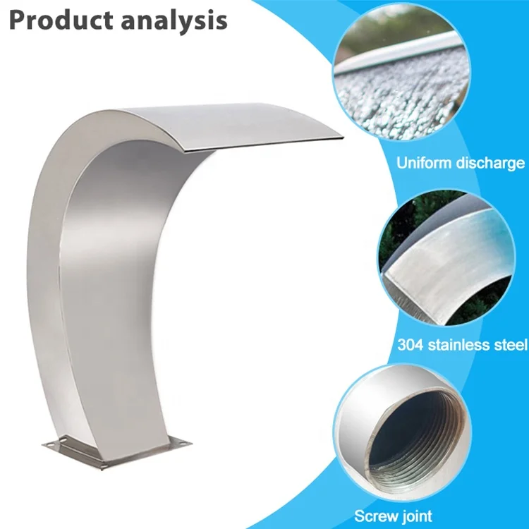 Factory Customized Stainless Steel Swimming Pool Waterfall Wholesale For Spa Pool Water Blade Cascade