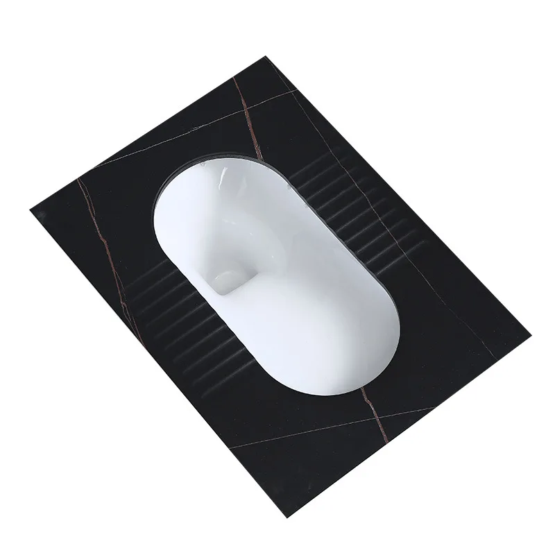 Eastern WC Sintered Stone Ceramic Squatting Toilet Public Black Colour Squat Toilet Pan With Flush