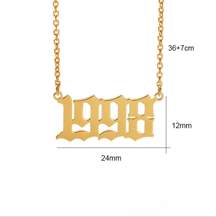 Summer Stainless Steel Gold Plated 1985-2020 Birth Year Necklace Custom Number Choker Necklace For Women