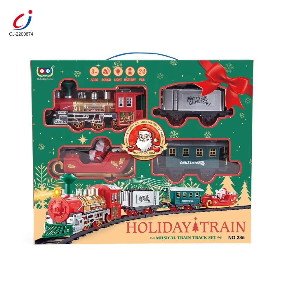 Chengji Christmas Plastic Toy Train Manufacturers Music Light Railway Tren De Navidad Electric Assembly Rail Track Train Toy