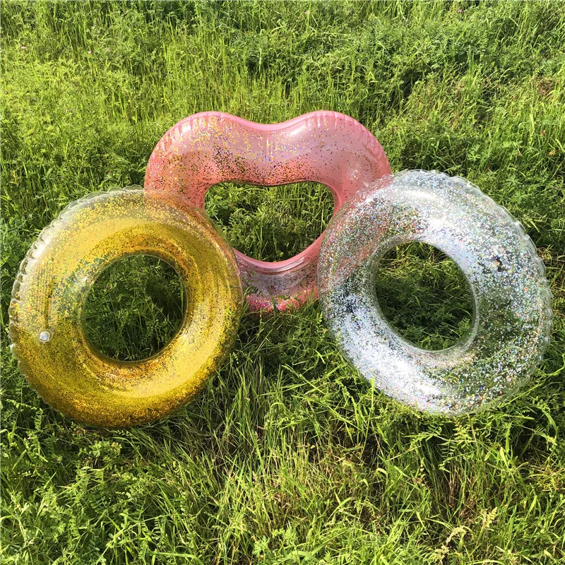 Inflatable Pvc Transparent Feather Water Float Circle Ring Pool Floats Tube Clear Float Swimming Ring