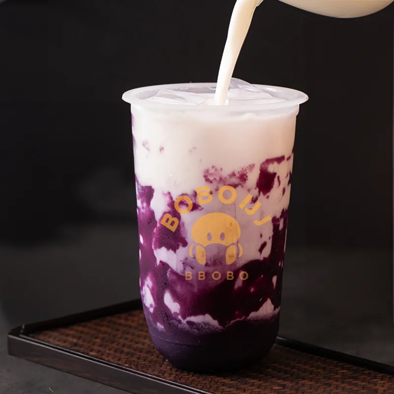 LOKYO 8oz 12oz 16oz 32oz Custom logo pp disposable u shape juice smoothie boba bubble tea plastic cup with lids