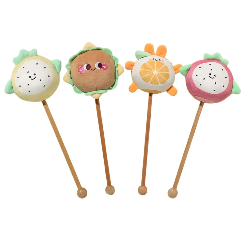 Custom Cute Fruit Design Wooden Handle Massage Hammer Stick Set of 4 Relaxing Back and Body Massager