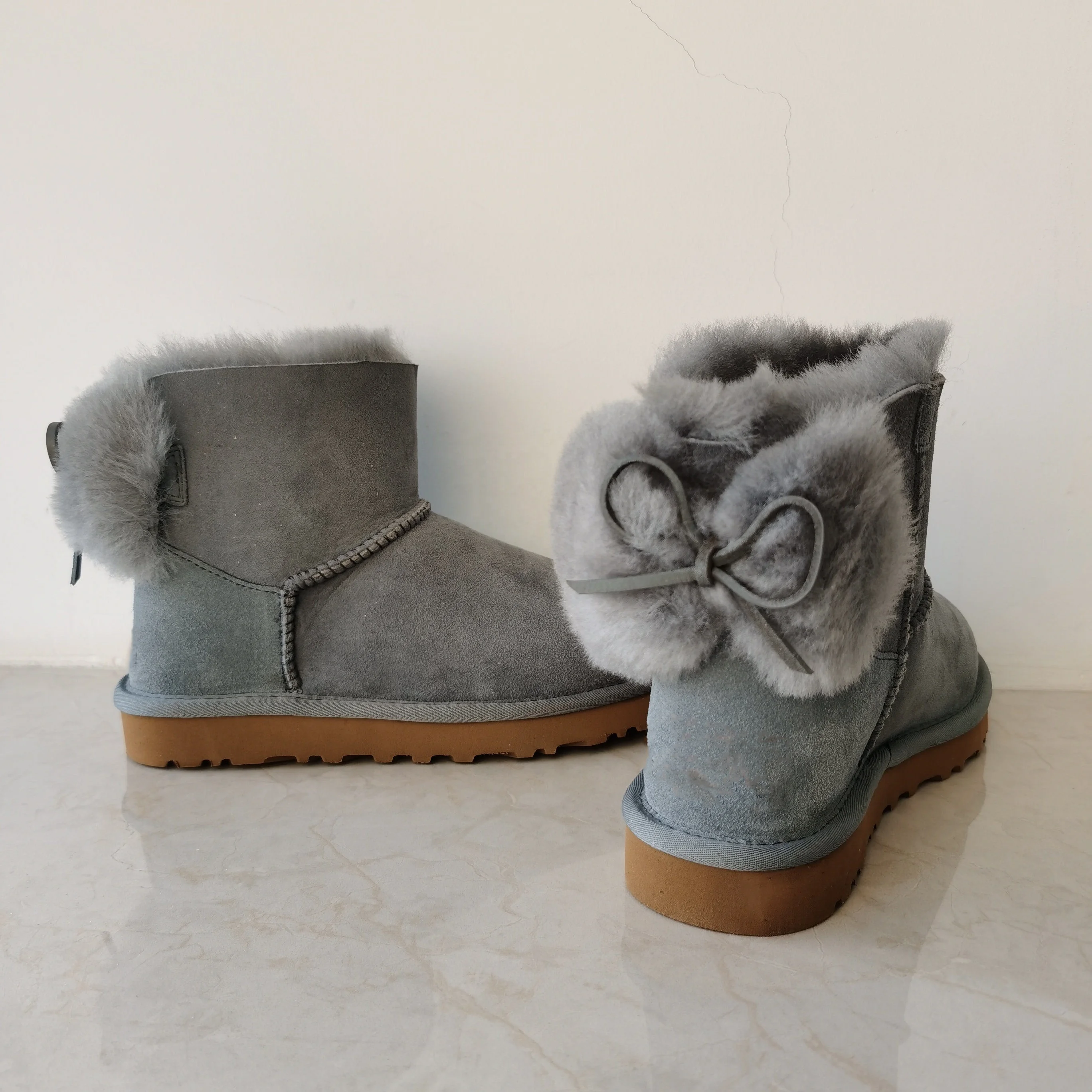 New Fashion Women Warm Winter Snow Boots 100% Genuine Sheepskin Fur Leather Women Boots