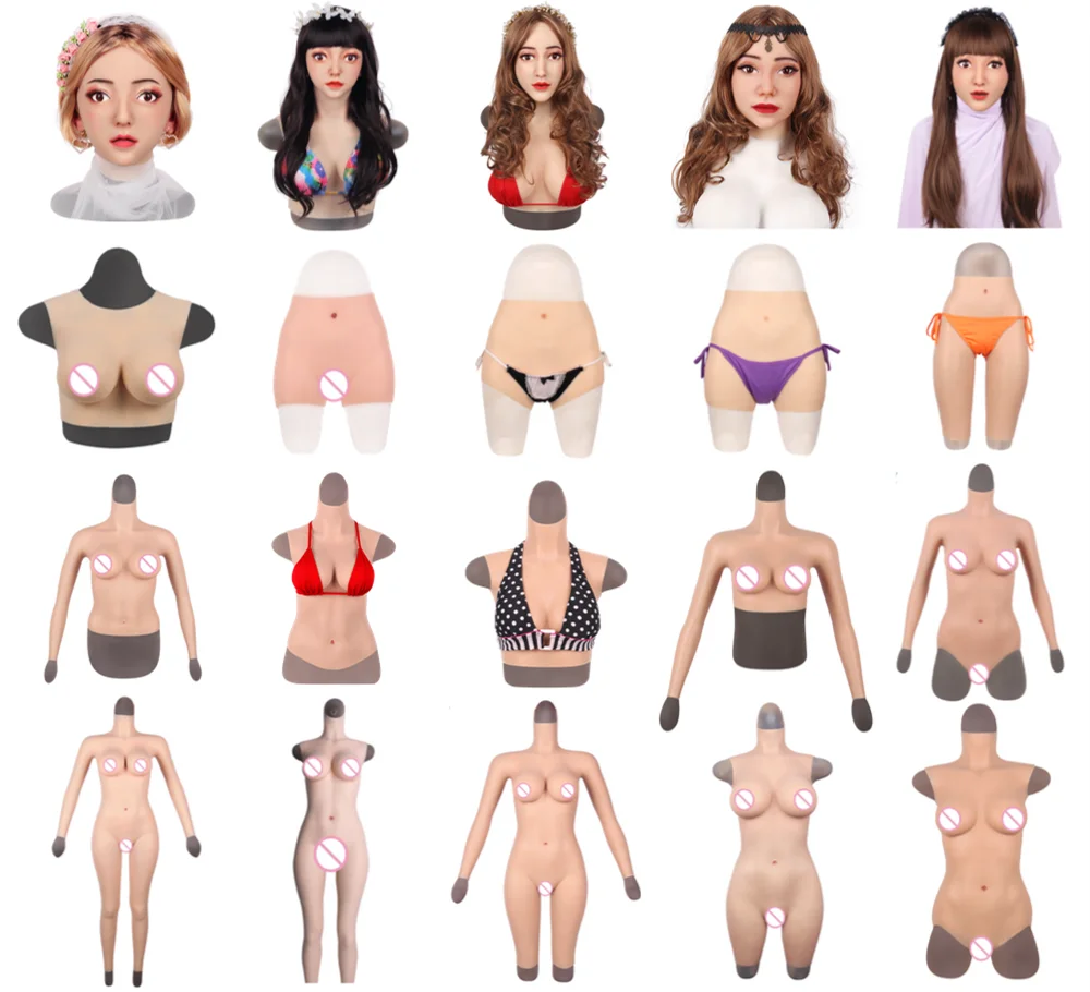 Silicone Female Cyberskin Body Suit One-Piece Tight Zentai CD TD Transgender Pussy Breast Form Crossdresser