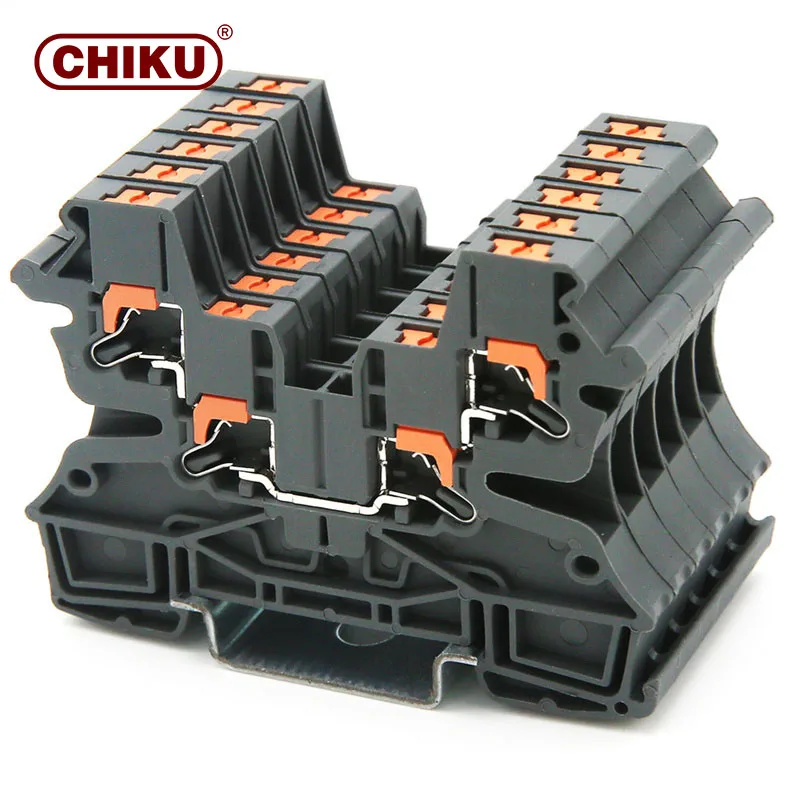 CHIKU UL Spring Push In Connector RPI 4-TWIN Din Rail Terminal Blocks 1000V for Wiring