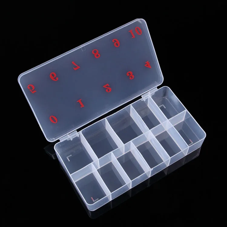 11 Grids 1000Pcs Transparent White Plastic Empty Nail Art Storage Box For Nail Tips With Number