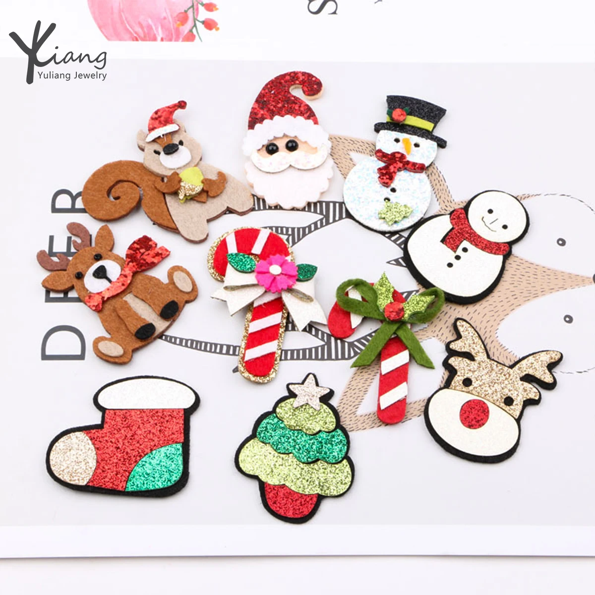 Wholesale plastic hair clips, DIY Christmas party accessories for children, fashionable fabrics