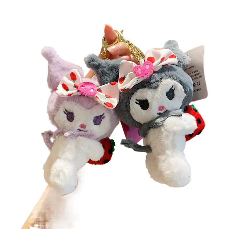Sanrios Kuromi Anime Figure Pendant Accessories Cute plush toy keychain stuffed animal make stuff toys