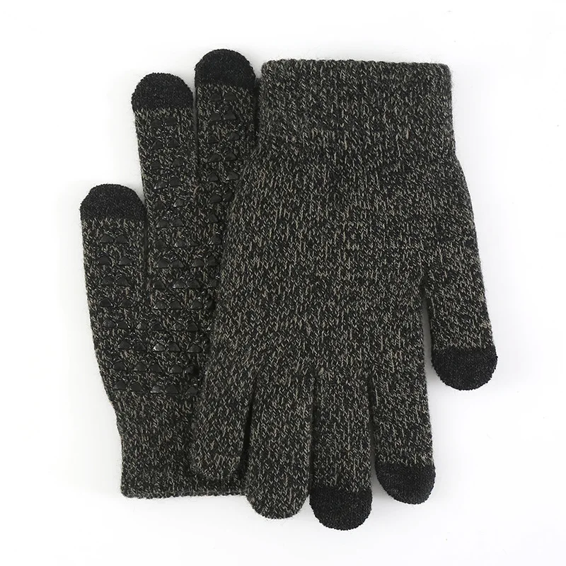 Europe and the United States plus size thickening winter riding knitted touch screen gloves warm texting elastic non-slip gloves