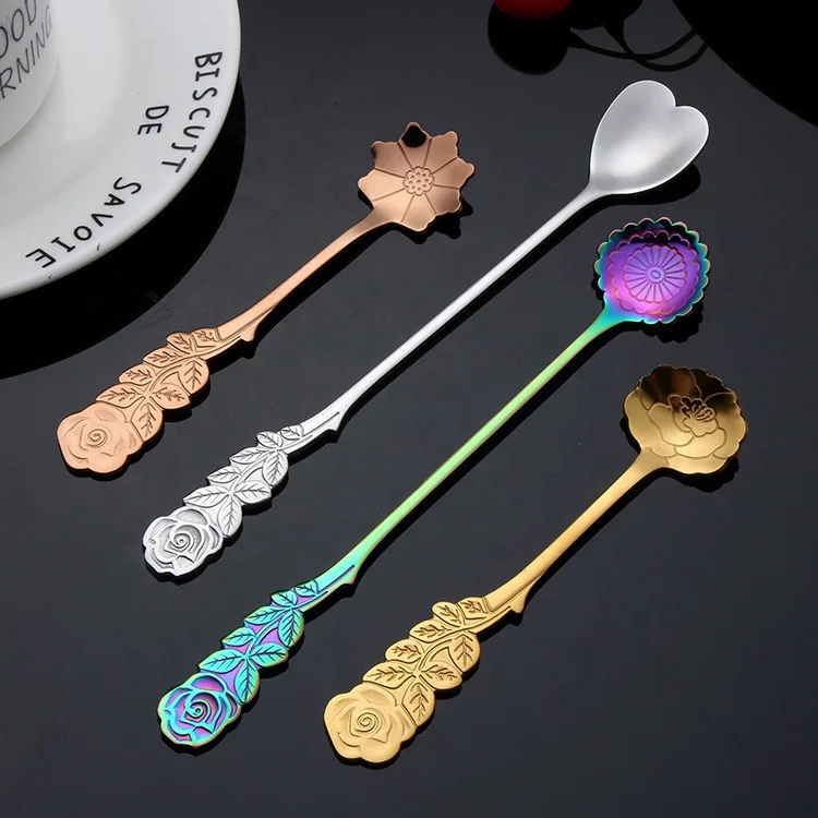 Серебряных изделий оптовая продажа, дешевая цена, оптовая торговля товаров в форме цветка для перемешивания забавные ложки подгонянным логосом уникальный подарок сувенир кофе Десерт sp