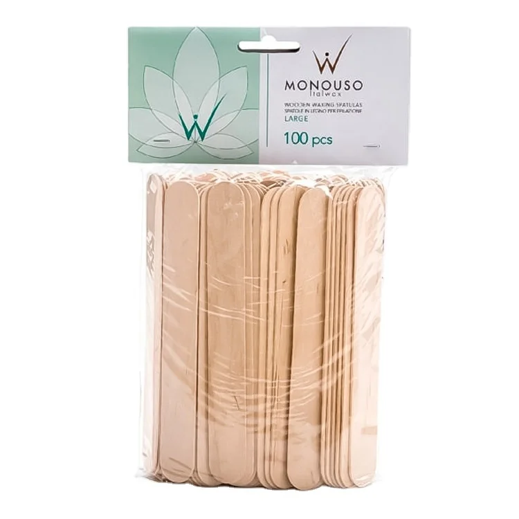 Wooden spatulas Large size 60 pcs (size 24x200 mm) from quality materials for applying warm and film waxes, wax